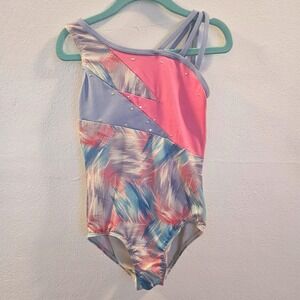 MORET Kids Gymnastics Leotard Girls Size 6-7 One Piece Rhinestone Sparkle